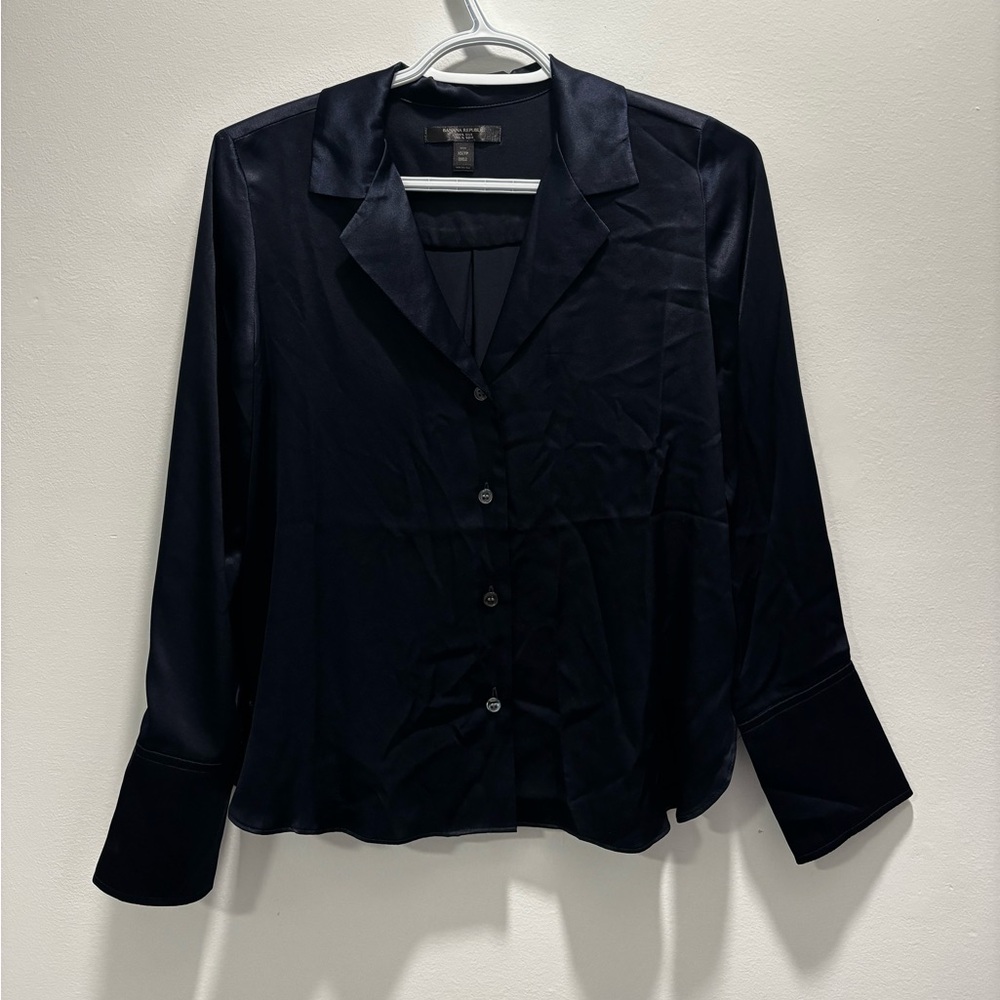 Banana Republic Navy Silk Blouse